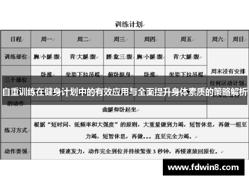 自重训练在健身计划中的有效应用与全面提升身体素质的策略解析